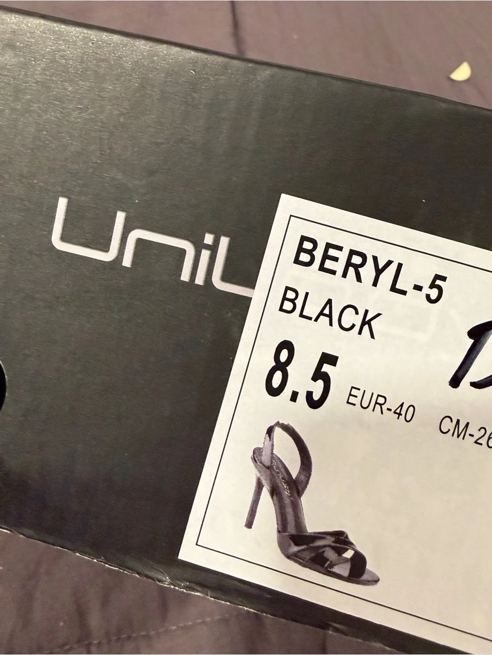 Unilady Beryl Black Patent Slingback Heels for Women 8.5